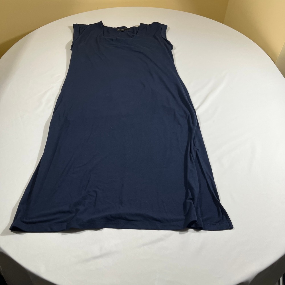 Banana Republic Midi Dress Women Large Navy Blue Good Cap Sleeve Side Slit - Picture 3 of 12